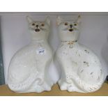 TWO 19TH CENTURY BO'NESS POTTERY CATS,