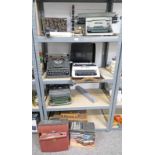 SELECTION OF ITEMS TO INCLUDE A IMPERIAL 66 TYPEWRITER & 3 OTHERS, INTERESTING CARVED WOODEN PANEL,