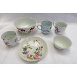 SELECTION OF 18TH CENTURY WORCESTER PORCELAIN INCLUDING TEABOWL & SAUCER,