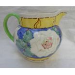 SCOTTISH ARTS & CRAFTS FLORAL DECORATED BOUGH POTTERY YELLOW & BLUE JUG BY CHRISTINA AMOUR - 14CM