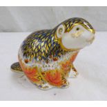 ROYAL CROWN DERBY LIMITED EDITION RIVERBANK BEAVER PAPERWEIGHT WITH GOLD STOPPER