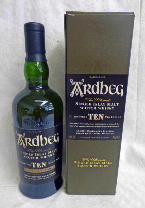 1 BOTTLE ARDBEG TEN YEAR OLD SINGLE MALT WHISKY - 70CL, 46% VOLUME,