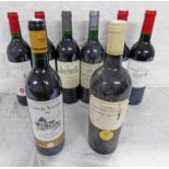 EIGHT BOTTLES OF WINE INCLUDING CHATEAU ARNAUTON FRONSAC 2002, CHATEAU BEAUMONT HAUT-MEDOC 1995,