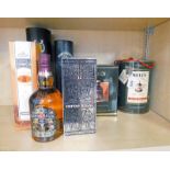 SELECTION OF VARIOUS WHISKY INCLUDING 2 BELLS CHRISTMAS DECANTERS, 2 BOTTLES CHIVAS REGAL,