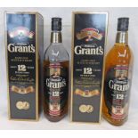 2 BOTTLES WILLIAM GRANTS 12 YEAR OLD BLENDED WHISKY - 70CL, 40% VOL BOXED,