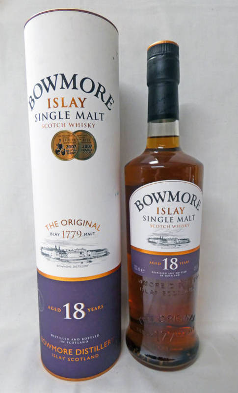 1 BOTTLE BOWMORE 18 YEAR OLD SINGLE MALT WHISKY - 700ML, 43% VOL,