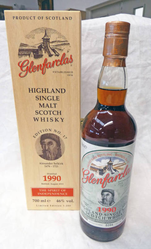 1 BOTTLE GLENFARCLAS 23 YEAR OLD SINGLE MALT WHISKY, DISTILLED 1990, ANDREW SELKIRK EDITION - 700ML,