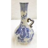 BLUE & WHITE CHINESE PORCELAIN VASE WITH DRAGON DECORATION - 22 CMS