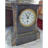 MARBLE MANTLE CLOCK WITH WHITE ENAMEL FACE