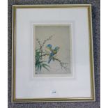 ELYSE ASHE LORD, PAIR OF ORIENTAL BIRDS ON BRANCH, SIGNED & MARKED CHINESE IN PENCIL,