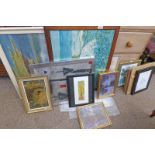 SELECTION OF VARIOUS FRAMED PICTURES, PRINTS ETC TO INCLUDE A CLAUDE MONET FRAMED PLAQUE,