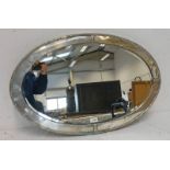 OVAL FRAMED SILVER PLATED MIRROR OVERALL LENGTH 80CM