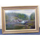 MICHAEL S KITCHEN RIVER MORISTON, INVERNESS-SHIRE SIGNED FRAMED OIL PAINTING 49 CM X 74.