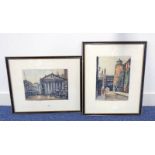 PAIR OF CECIL TATTON WINTER COLOURED ETCHINGS TO INCLUDE 'ST DUNSTAN'S FLEET STREET' & 'ROYAL