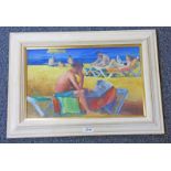 FRAMED OIL PAINTING WITH INSCRIPTION TO REVERSE NEWS FROM HOME DOD DOW -28 X 45 CMS