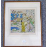 ELYSE ASHE LORD THE DANCE BAND SIGNED IN PENCIL FRAMED COLOURED ARTIST'S PROOF ETCHING NO