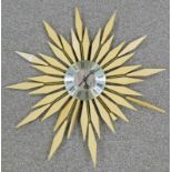 LATE 20TH CENTURY STARBURST WALL CLOCK MARKED SETH THOMAS TO DIAL 81CM WIDE