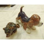 ROYAL COPENHAGEN STONEWARE BEAR CUB, NO.21433 & ROYAL COPENHAGEN BEAGLE, NO.