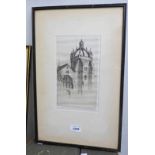 JACKSON SIMPSON, MITCHELL HALL & TOWER, MARISCHAL COLLEGE, ABERDEEN SIGNED FRAMED ETCHING 24 X 14.