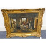 19TH CENTURY SCOTTISH SCHOOL HIGHLAND FAMILY SCENE UNSIGNED GILT FRAMED OIL PAINTING 44 X 59.