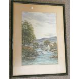 HAMILTON GLASS, OLD MILL ON RIVER NEAR LANARK, SIGNED, FRAMED WATERCOLOUR,