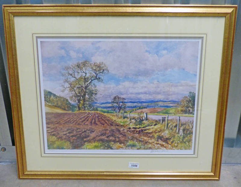 MCINTOSH PATRICK FURROWS AT TULLYBACCART SIGNED FRAMED PRINT 39 X 52 CM