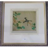 ELYSE ASHE LORD BIRDS WITH FRUIT SIGNED IN PENCIL GILT FRAMED COLOURED ARTIST'S PROOF ETCHING NO