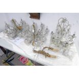 PAIR OF 8 BRANCH GLASS DROPLET CHANDELIERS AND A 5 BRANCH METAL AND DROPLET CHANDELIER