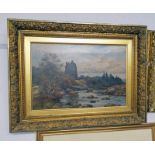 ALLAN RAMSAY, INVERMARK CASTLE, GLENESK, SIGNED & DATED 1896, GILT FRAMED OIL PAINTING 34.