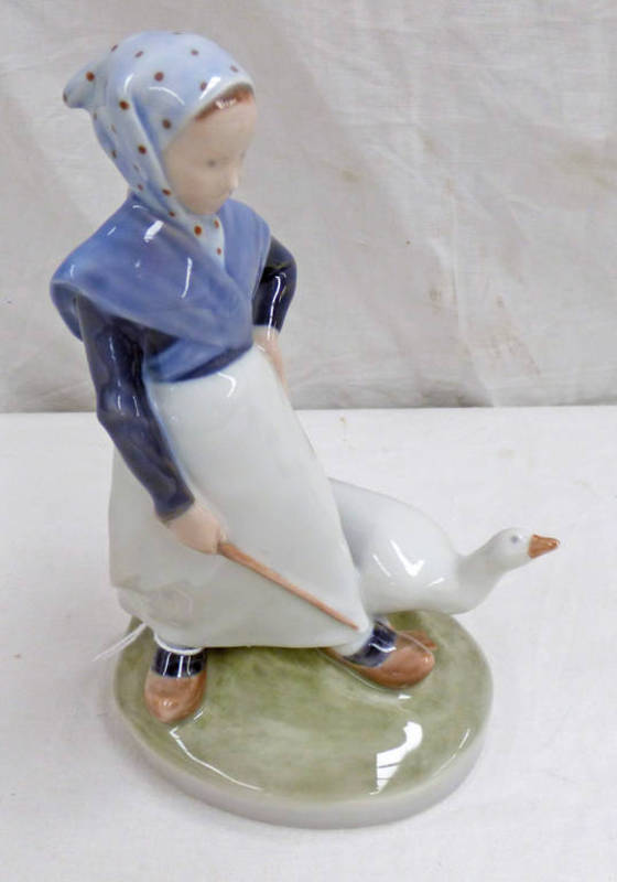 ROYAL COPENHAGEN FIGURE GROUP DEPICTING A GIRL AND GOOSE 18CM TALL