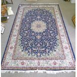 BLUE GROUND KESHAN CARPET 300 X 200CM Condition Report: fading. Pile very thin.