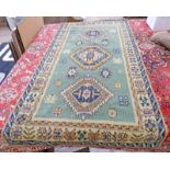 GREEN MIDDLE EASTERN RUG - 90 X 165 CMS