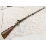 MID 19TH CENTURY 34 BORE DOUBLE BARRELLED FRENCH PERCUSSION SHOTGUN WITH 80.