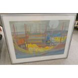 IRENE HALLIDAY - (ARR) STAR FOR A NIGHT FISHERMAN SIGNED FRAMED WATERCOLOUR 62 X 86.
