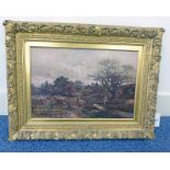 ALLAN RAMSAY, FARMERS WORKING THE LAND , SIGNED & DATED 1903 GILT FRAMED OIL PAINTING 29.