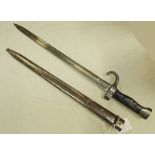 FRENCH M1892 MOUSQUETON BAYONET WITH HOOKED QUILLION AND SCABBARD