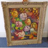 DONALD BAIN - (ARR) FLOWERPIECE FRAMED OIL PAINTING SIGNED 59 X 48 CMS Condition Report: