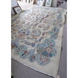 KESHAN CREAM & BLUE FLORAL DECORATED CARPET,