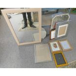 BEECHCRAFT MIRROR - OVERALL SIZE 33 CMS X 60 CMS, SELECTION OF PHOTOGRAPH FRAMES,