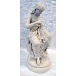 19TH CENTURY PARIAN WARE FIGURE OF A CLASSICAL NUDE - 31CM TALL Condition Report: 3