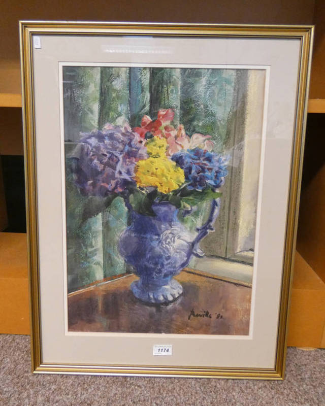 JAMES REVILLE FLOWERPIECE SIGNED GILT FRAMED WATERCOLOUR 52 X 37CM