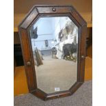 ARTS & CRAFTS OAK FRAMED MIRROR 55CM TALL