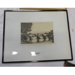 CHAS. H. CLARK OLD STIRLING BRIDGE SIGNED IN PENCIL FRAMED ETCHING ARTISTS PROOF 16.