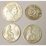 SELECTION OF VARIOUS GB SILVER COINS TO INCLUDE 1836 & 1837 WILLIAM IV GROATS,