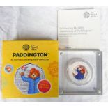 2018 ROYAL MINT PADDINGTON AT THE PALACE 50P SILVER PROOF COIN, BOXED WITH C.O.A.