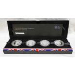 2013 THE QUEEN'S PORTRAIT COLLECTION £5 SILVER PIEDFORT FOUR-COIN SET IN CASE WITH COA