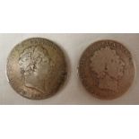 TWO GEORGE III SILVER CROWNS,