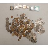 SELECTION OF VARIOUS GB & WORLDWIDE COINS WITH VARIOUS COMMEMORATIVE CROWNS,