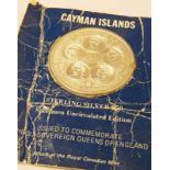 1975 CAYMEN ISLANDS SPECIMEN UNCIRCULATED EDITION STERLING SILVER $50 MIXED TO COMMEMORATE THE SIX