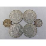 1887 VICTORIA JUBILEE HEAD SILVER SIXPENCES AND 1915-18 GEORGE V SILVER HALFCROWNS